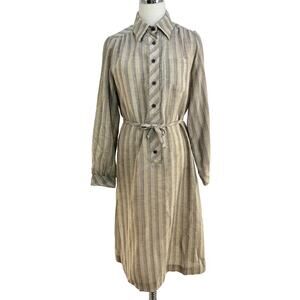 Vintage Henry Lee Stripe Shirt Dress Gray Natural